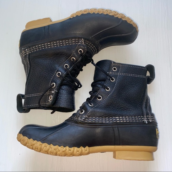 ❤️RARE Size 7/8 ShearlingFUR* LL BEAN BOOTS black ll bean L.L.Bean duck boot 8” - Picture 5 of 14
